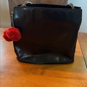HOBO Black Shoulder Bag with Red Accent